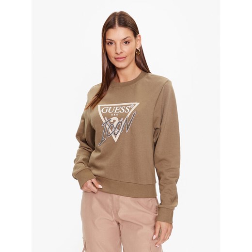 Guess Bluza W3YQ01 KB683 Zielony Regular Fit ze sklepu MODIVO w kategorii Bluzy damskie - zdjęcie 182624557