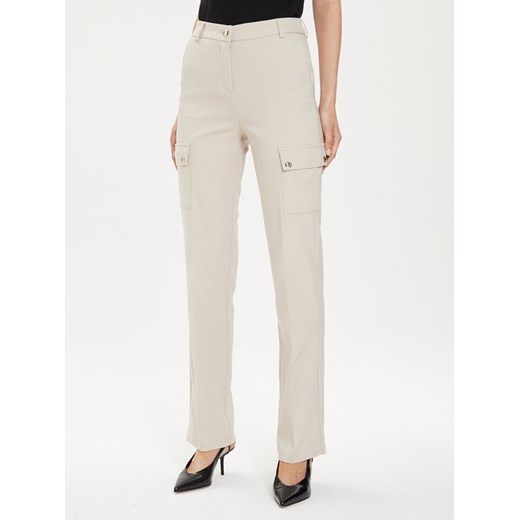 Morgan Spodnie materiałowe 241-PAZZA.F Beżowy Slim Fit ze sklepu MODIVO w kategorii Spodnie damskie - zdjęcie 182624729