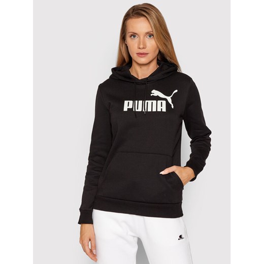 Puma Bluza Essentials Logo 586788 Czarny Regular Fit ze sklepu MODIVO w kategorii Bluzy damskie - zdjęcie 182624788