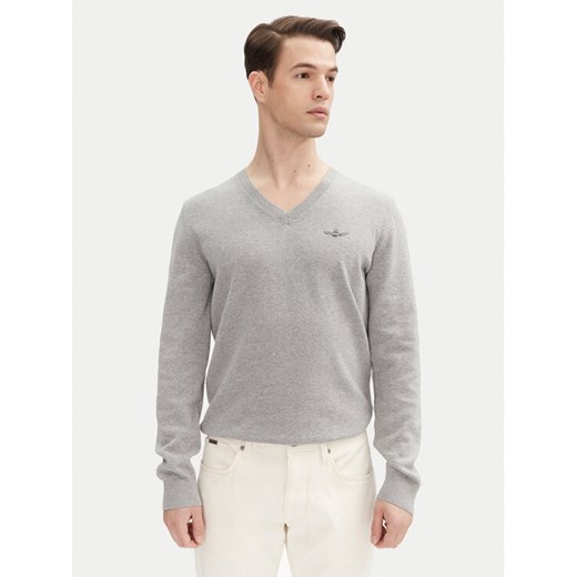Aeronautica Militare Sweter 251MA1504L506 Szary Regular Fit ze sklepu MODIVO w kategorii Swetry męskie - zdjęcie 182625085
