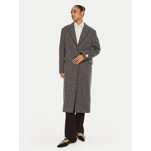 Calvin Klein Płaszcz wełniany Herringbone Single K20K207710 Szary Regular Fit ze sklepu MODIVO w kategorii Płaszcze damskie - zdjęcie 182625086