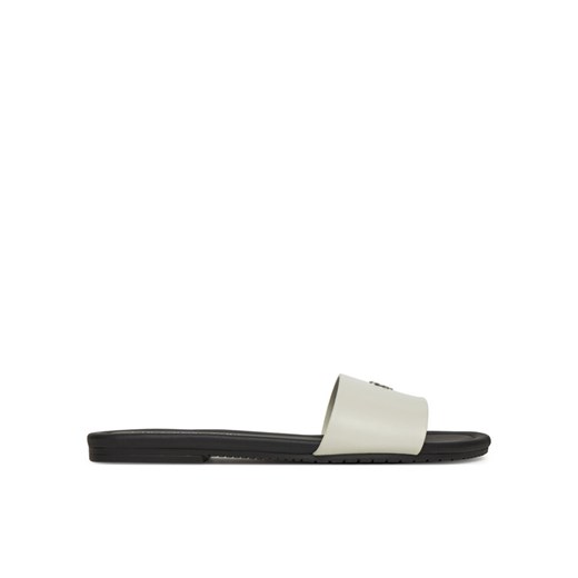 Calvin Klein Jeans Klapki Flat Sandal Slide Mg YW0YW01697 Biały ze sklepu MODIVO w kategorii Klapki damskie - zdjęcie 182625119