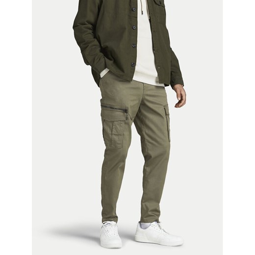 Jack&Jones Spodnie materiałowe Stace 12194246 Zielony Tapered Fit ze sklepu MODIVO w kategorii Spodnie męskie - zdjęcie 182625148