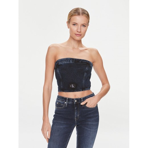 Calvin Klein Jeans Top J20J222870 Granatowy Slim Fit ze sklepu MODIVO w kategorii Bluzki damskie - zdjęcie 182625187