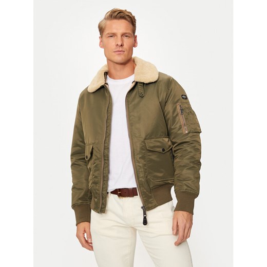 SCHOTT N.Y.C. Kurtka bomber OHARARS Zielony Regular Fit ze sklepu MODIVO w kategorii Kurtki męskie - zdjęcie 182625458