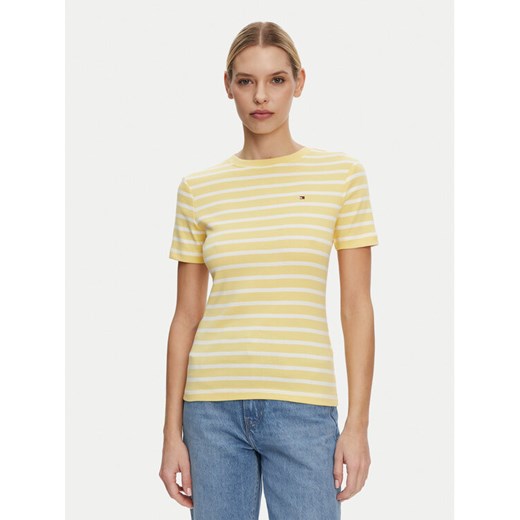 Tommy Hilfiger T-Shirt New Cody WW0WW40587 Żółty Slim Fit ze sklepu MODIVO w kategorii Bluzki damskie - zdjęcie 182625569