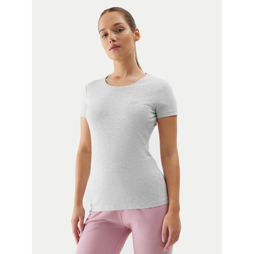 4F T-Shirt 4FWSS24TTSHF1161 Szary Slim Fit ze sklepu MODIVO w kategorii Bluzki damskie - zdjęcie 182625887
