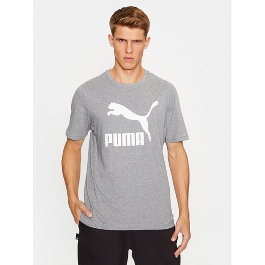 Puma T-Shirt Classics Logo 530088 Szary Regular Fit ze sklepu MODIVO w kategorii T-shirty męskie - zdjęcie 182626005