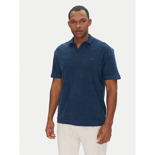 BOSS Polo Pe_Doubletowel 50539869 Granatowy Relaxed Fit ze sklepu MODIVO w kategorii T-shirty męskie - zdjęcie 182626158