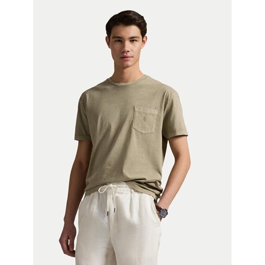 Polo Ralph Lauren T-Shirt 710969628006 Khaki Custom Slim Fit ze sklepu MODIVO w kategorii T-shirty męskie - zdjęcie 182626238
