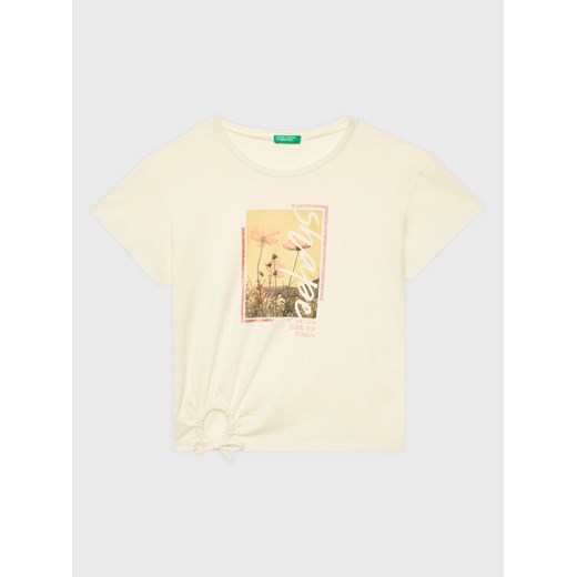 United Colors Of Benetton T-Shirt 3096C10B4 Écru Regular Fit ze sklepu MODIVO w kategorii Bluzki dziewczęce - zdjęcie 182626375