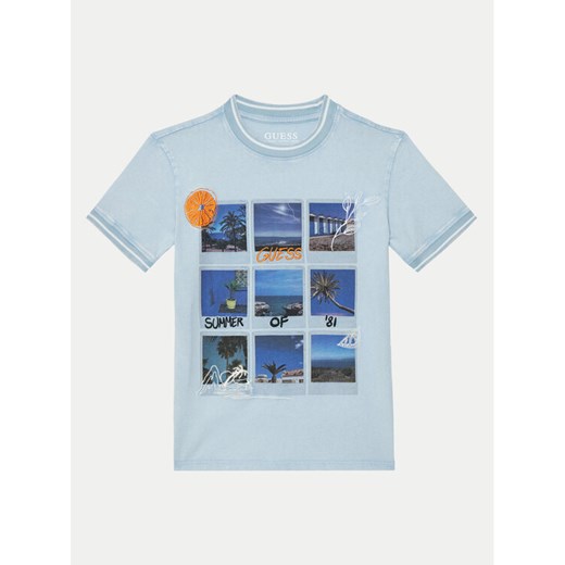 Guess T-Shirt L5GI11 K8HM4 Błękitny Regular Fit ze sklepu MODIVO w kategorii T-shirty chłopięce - zdjęcie 182626536