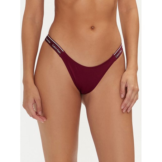 Calvin Klein Swimwear Dół od bikini KW0KW02732 Bordowy ze sklepu MODIVO w kategorii Stroje kąpielowe - zdjęcie 182626586