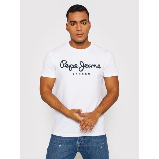 Pepe Jeans T-Shirt Original PM508210 Biały Slim Fit ze sklepu MODIVO w kategorii T-shirty męskie - zdjęcie 182626626