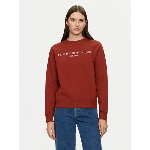 Tommy Hilfiger Bluza Logo WW0WW39791 Czerwony Regular Fit ze sklepu MODIVO w kategorii Bluzy damskie - zdjęcie 182626787