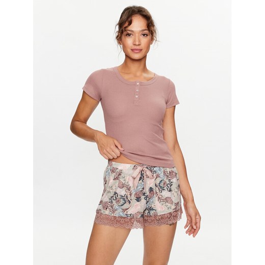 Hunkemöller Koszulka piżamowa Henley 203153 Brązowy Regular Fit ze sklepu MODIVO w kategorii Piżamy damskie - zdjęcie 182626968