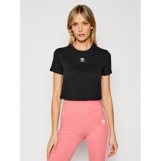 adidas T-Shirt Crop Top GN2802 Czarny Regular Fit ze sklepu MODIVO w kategorii Bluzki damskie - zdjęcie 182626975