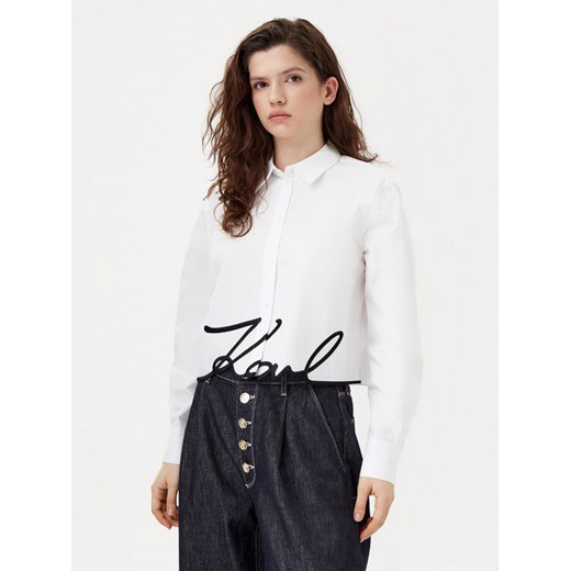 KARL LAGERFELD Koszula A1W11002 Biały Regular Fit ze sklepu MODIVO w kategorii Koszule damskie - zdjęcie 182627066
