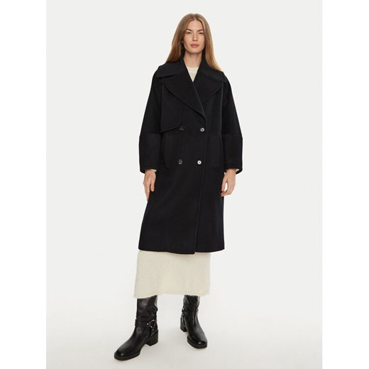 Munthe Płaszcz wełniany Telly 243153324340 Granatowy Loose Fit ze sklepu MODIVO w kategorii Płaszcze damskie - zdjęcie 182627249