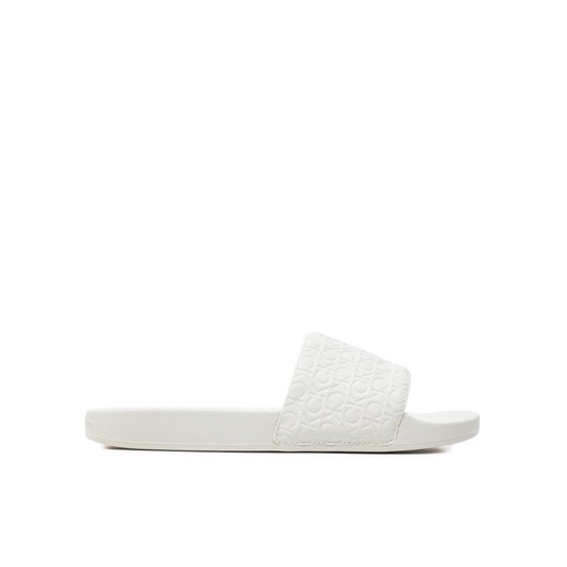 Calvin Klein Klapki Slide Saff Mono HW0HW02106 Biały ze sklepu MODIVO w kategorii Klapki damskie - zdjęcie 182627398