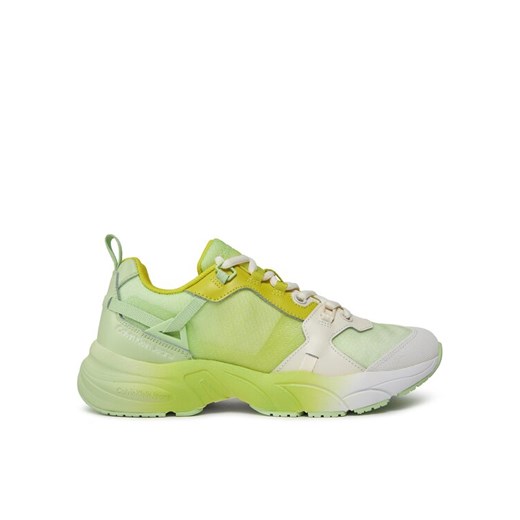 Calvin Klein Jeans Sneakersy Retro Tennis Low Lace Mix Ml Sat YW0YW01307 Zielony ze sklepu MODIVO w kategorii Buty sportowe damskie - zdjęcie 182627407