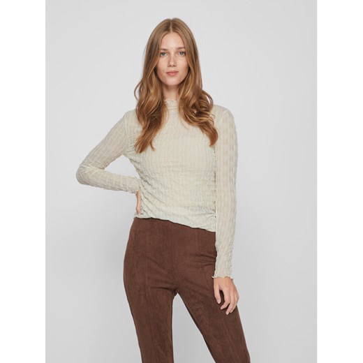Vila Bluzka 14088387 Beżowy Slim Fit ze sklepu MODIVO w kategorii Bluzki damskie - zdjęcie 182627498