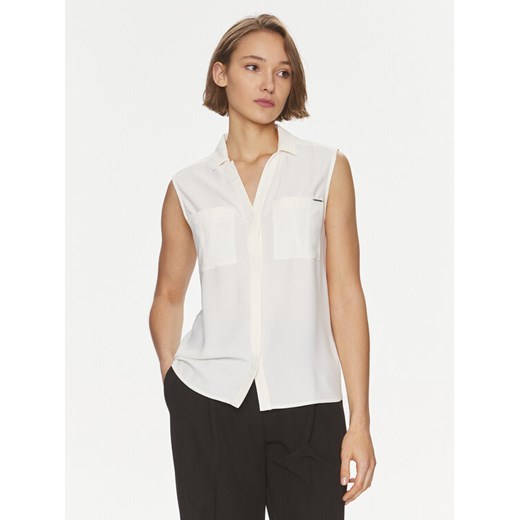 Calvin Klein Koszula K20K207031 Écru Regular Fit ze sklepu MODIVO w kategorii Koszule damskie - zdjęcie 182627545