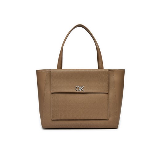 Calvin Klein Torebka Ck Medium Shopper W/Pocket_Mono K60K613136 Brązowy ze sklepu MODIVO w kategorii Torby Shopper bag - zdjęcie 182627607