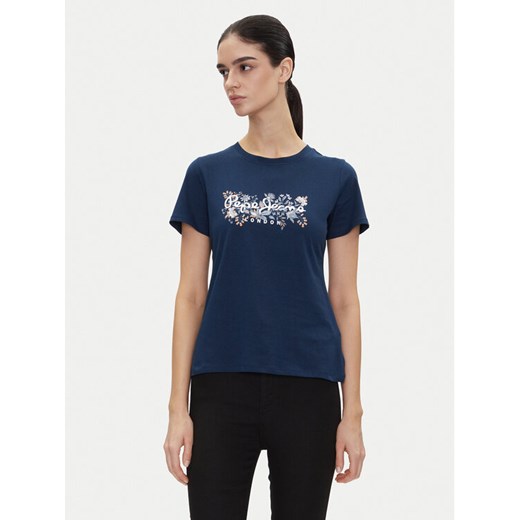 Pepe Jeans T-Shirt Rosalind PL506034 Granatowy Regular Fit ze sklepu MODIVO w kategorii Bluzki damskie - zdjęcie 182627678