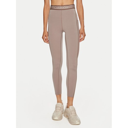 Calvin Klein Performance Legginsy 00GWF4L608 Beżowy Slim Fit ze sklepu MODIVO w kategorii Spodnie damskie - zdjęcie 182627707