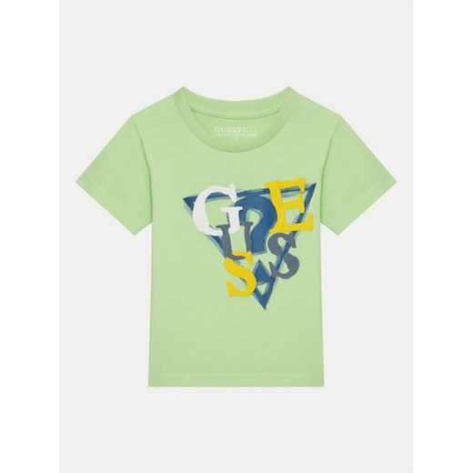 Guess T-Shirt N5GI10 K8HM4 Zielony Regular Fit ze sklepu MODIVO w kategorii T-shirty chłopięce - zdjęcie 182627725