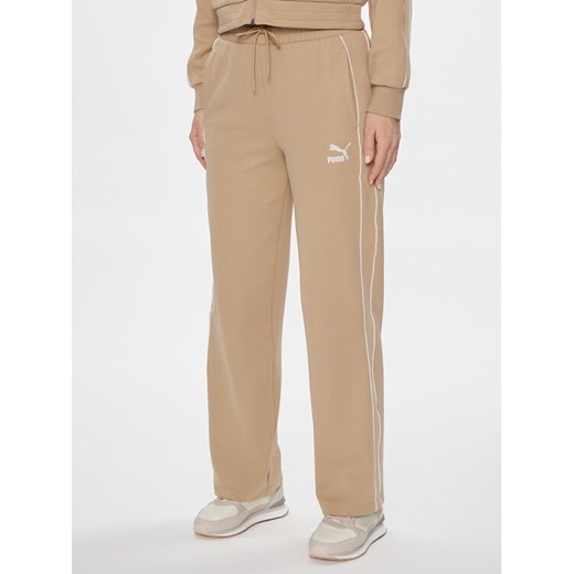 Puma Spodnie dresowe T7 624212 Beżowy Relaxed Fit ze sklepu MODIVO w kategorii Spodnie damskie - zdjęcie 182627937