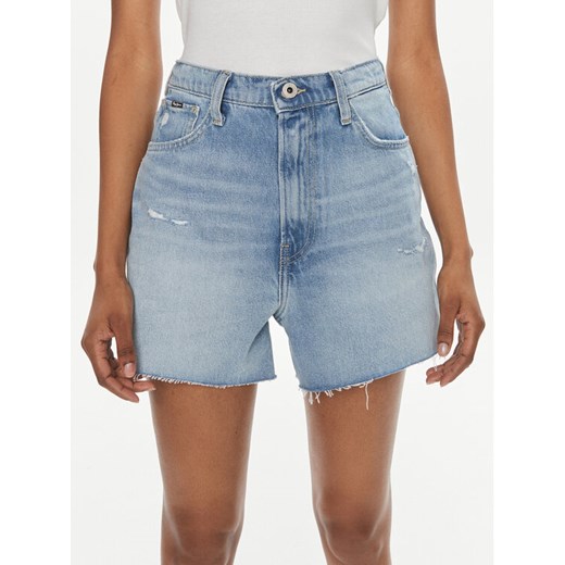 Pepe Jeans Szorty jeansowe A-Line Short Uhw PL801112RH3 Niebieski Slim Fit ze sklepu MODIVO w kategorii Szorty - zdjęcie 182627945