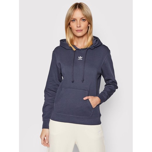 adidas Bluza Hoodie HF7509 Granatowy Regular Fit ze sklepu MODIVO w kategorii Bluzy damskie - zdjęcie 182628117
