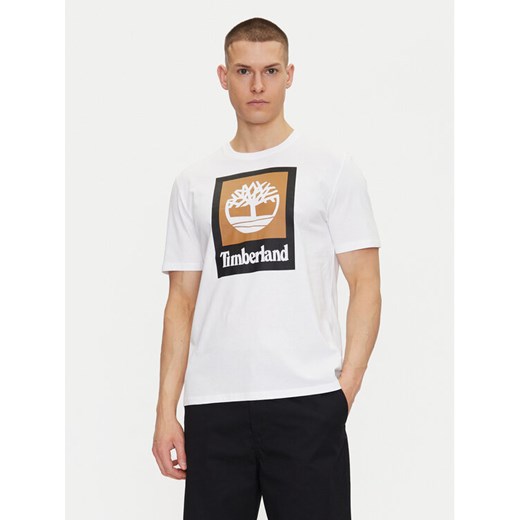 Timberland T-Shirt TB0A5QS2 Biały Regular Fit ze sklepu MODIVO w kategorii T-shirty męskie - zdjęcie 182628686
