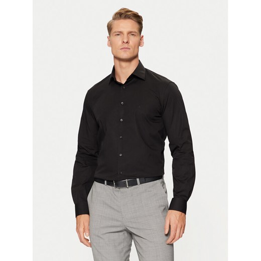 Calvin Klein Koszula Poplin Stretch Regular Shirt K10K109509 Czarny Slim Fit ze sklepu MODIVO w kategorii Koszule męskie - zdjęcie 182629015