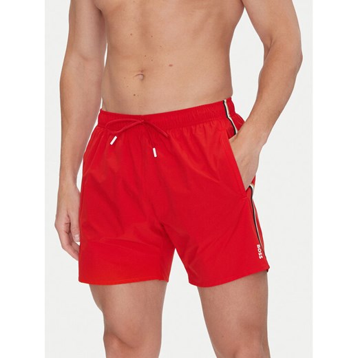 BOSS Szorty kąpielowe Iconic 50491594 Czerwony Regular Fit ze sklepu MODIVO w kategorii Kąpielówki - zdjęcie 182629545