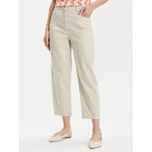 Marella Spodnie materiałowe Gallo 2413131015 Écru Regular Fit ze sklepu MODIVO w kategorii Spodnie damskie - zdjęcie 182629555