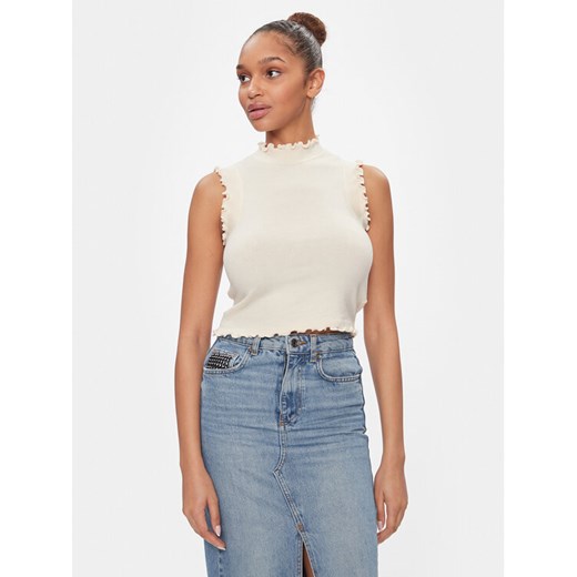 Vero Moda Bluzka Gold 10297855 Beżowy Slim Fit ze sklepu MODIVO w kategorii Bluzki damskie - zdjęcie 182629597