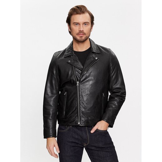 Pepe Jeans Kurtka skórzana Valen PM402881 Czarny Regular Fit ze sklepu MODIVO w kategorii Kurtki męskie - zdjęcie 182629815