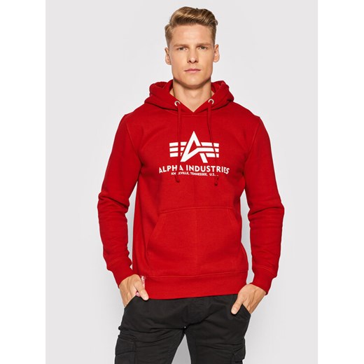 Alpha Industries Bluza Basic 178312 Czerwony Regular Fit ze sklepu MODIVO w kategorii Bluzy męskie - zdjęcie 182629865