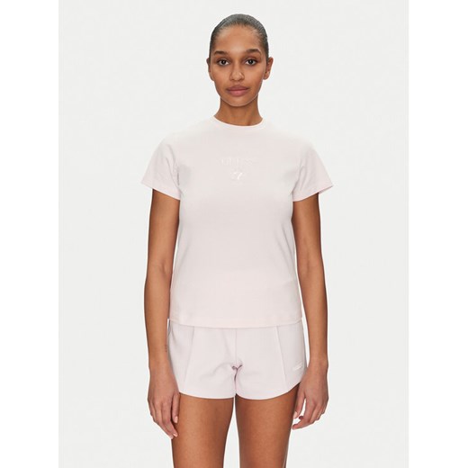 Guess T-Shirt V4YI21 KCDH1 Różowy Slim Fit ze sklepu MODIVO w kategorii Bluzki damskie - zdjęcie 182629889