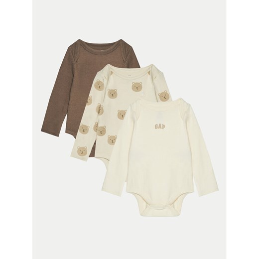 Gap Komplet 3 par body dziecięcych 600961-02 Beżowy ze sklepu MODIVO w kategorii Body niemowlęce - zdjęcie 182630029