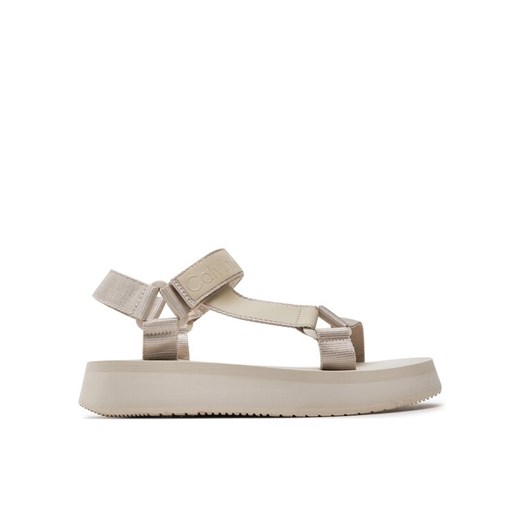 Calvin Klein Jeans Sandały Sandal Velcro Webbing Dc YW0YW01353 Beżowy ze sklepu MODIVO w kategorii Sandały damskie - zdjęcie 182630068
