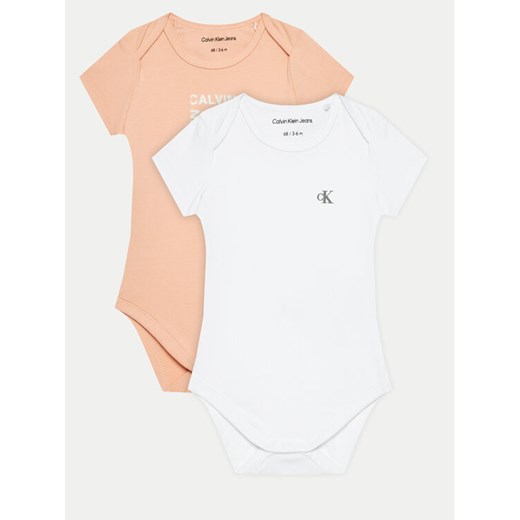 Calvin Klein Jeans Komplet 2 par body dziecięcych Inst. Grid Logo Ss Body Set IN0IN00208 Biały Regular Fit ze sklepu MODIVO w kategorii Body niemowlęce - zdjęcie 182630128
