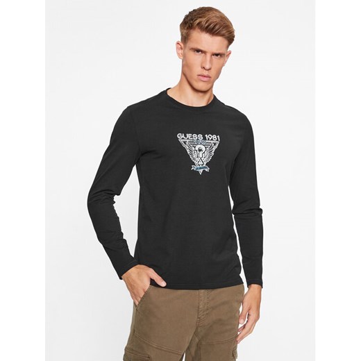 Guess Longsleeve M3BI33 J1314 Czarny Slim Fit ze sklepu MODIVO w kategorii T-shirty męskie - zdjęcie 182630139