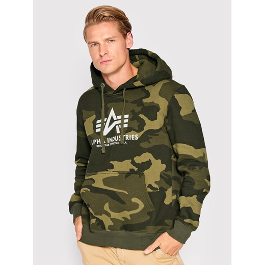 Alpha Industries Bluza Basic 178312C Zielony Regular Fit ze sklepu MODIVO w kategorii Bluzy męskie - zdjęcie 182630419