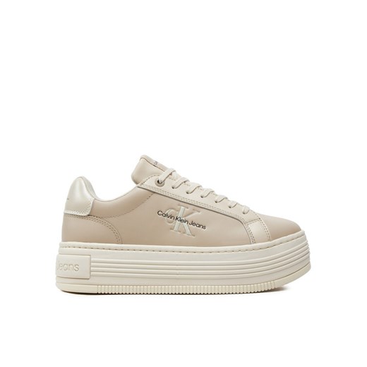 Calvin Klein Jeans Sneakersy Bold Platf Low Lace Lth Ml Mtl YW0YW01516 Beżowy 41 MODIVO