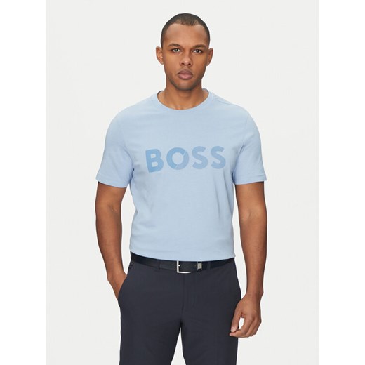 BOSS T-Shirt Tape Logo 50530990 Błękitny Regular Fit ze sklepu MODIVO w kategorii T-shirty męskie - zdjęcie 182630586