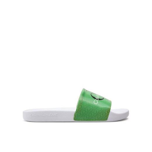 Calvin Klein Jeans Klapki Slide Lenticular Ml Wn YW0YW01403 Zielony ze sklepu MODIVO w kategorii Klapki damskie - zdjęcie 182630686
